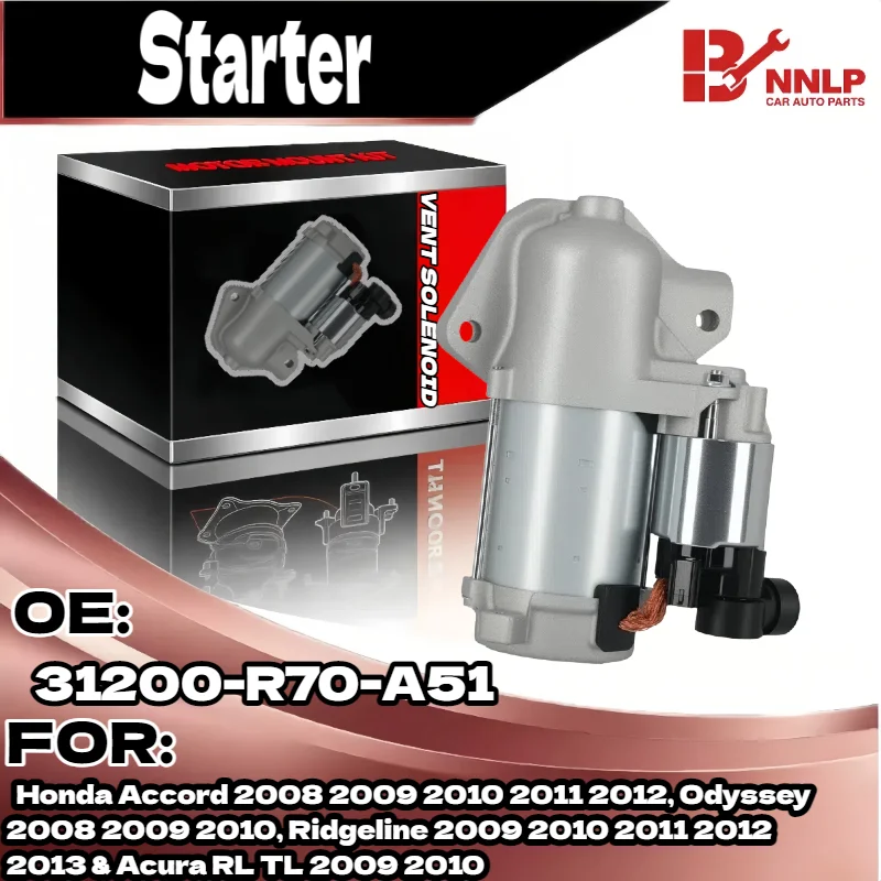 

DB Electrical 410-52328 Starter Replacement For Honda Accord 2008 2009 2010 2011 2012, Odyssey 2008 2009 2010 31200-R70-A51