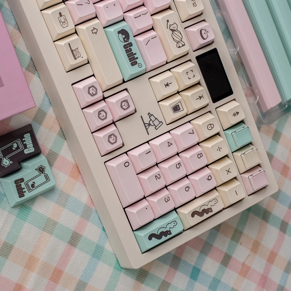 

Keybyelab Meow Dessert Keycap Set 165key PBT Custom Cute Pink Keyboard Cap Cherry Profile Gaming KeyCap for Mechanical Keyboard