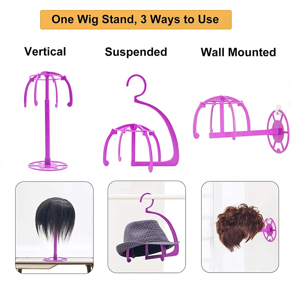 Multifunctional Ajustable Wig Stands Plastic Hat Display Wig Head Holders Mannequin Head/Stand Portable Folding Wig Stand