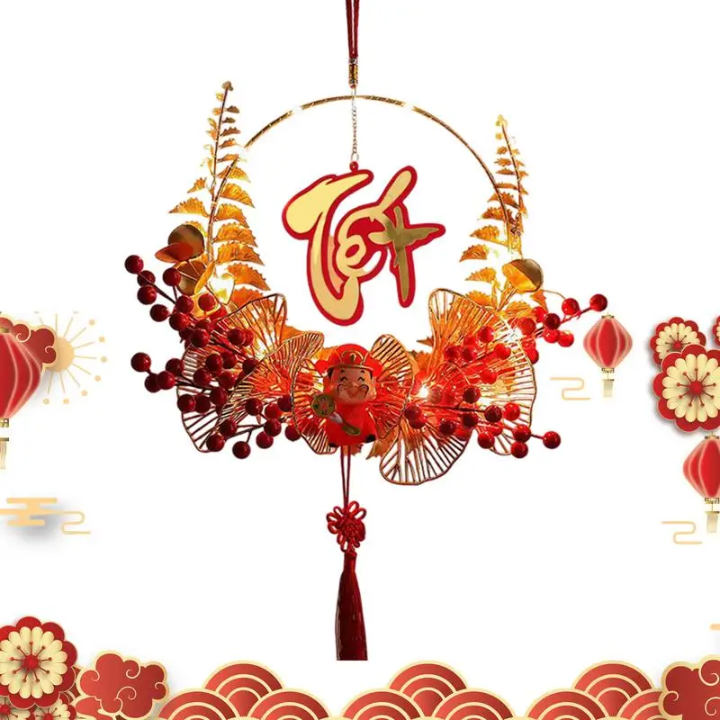 

Vietnamese Lunar New Year Decoration Front Door Wreath Lucky Spring Festival Ornaments God Of Wreath Door Pendant Decorative