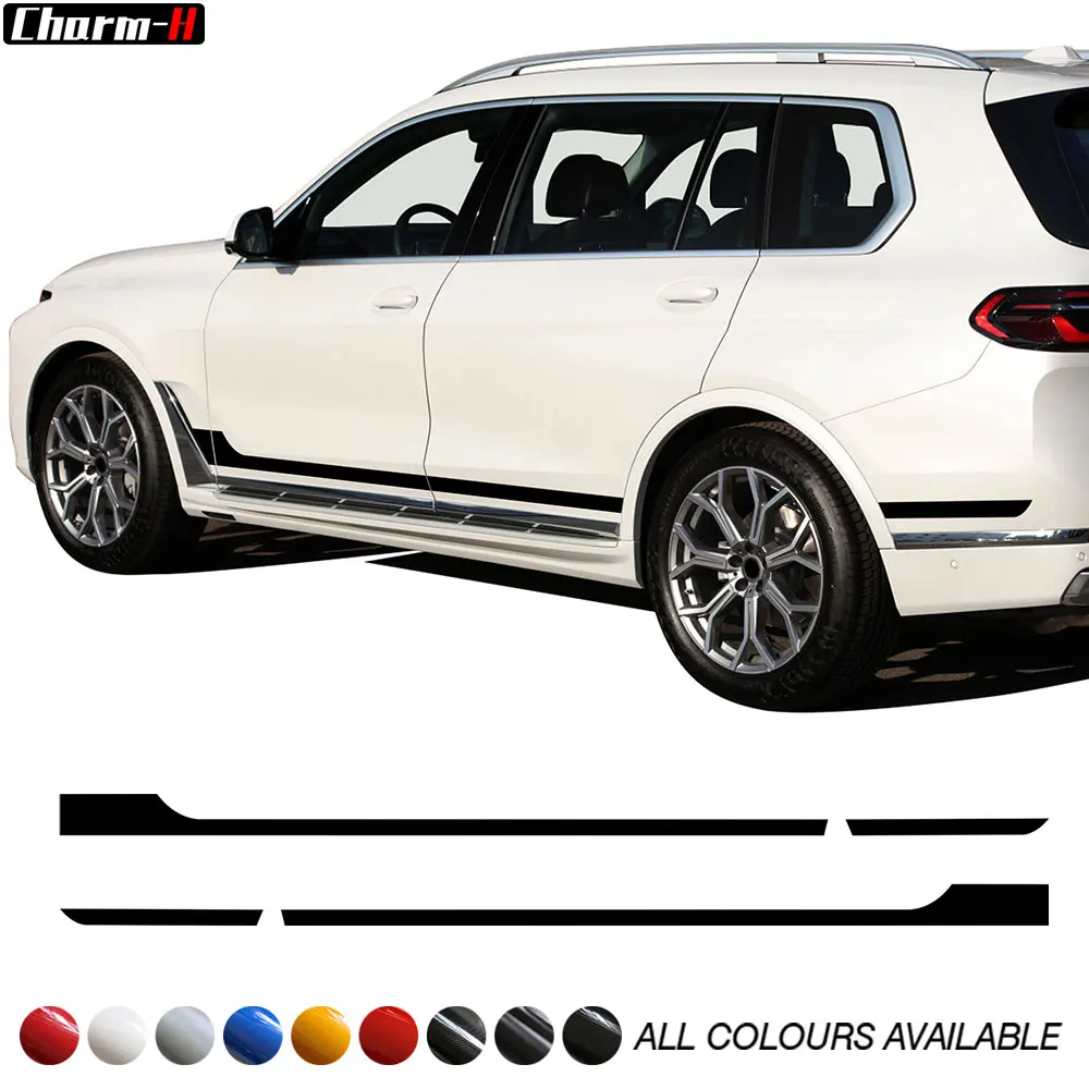 

2PCS Car Body Door Side Stripes Skirt Stickers Racing Sport Rocker Panel Vinyl Film Decal for BMW X7 Series G07 2019-2023