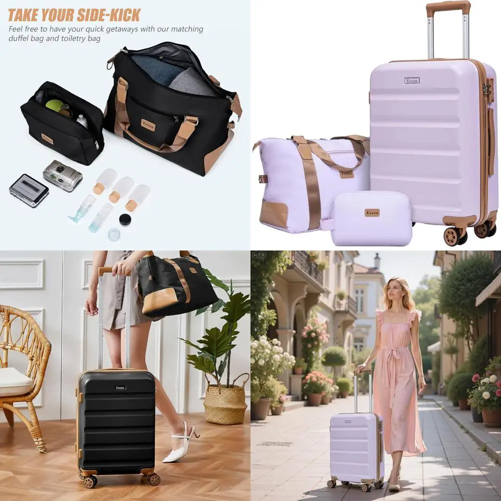 

Комплект из 3 чемоданов на колесах, фиолетовые жесткие чемоданы из ABS-пластика, включая ручную кладь, с замком TSA, на колесиках-спиннерах