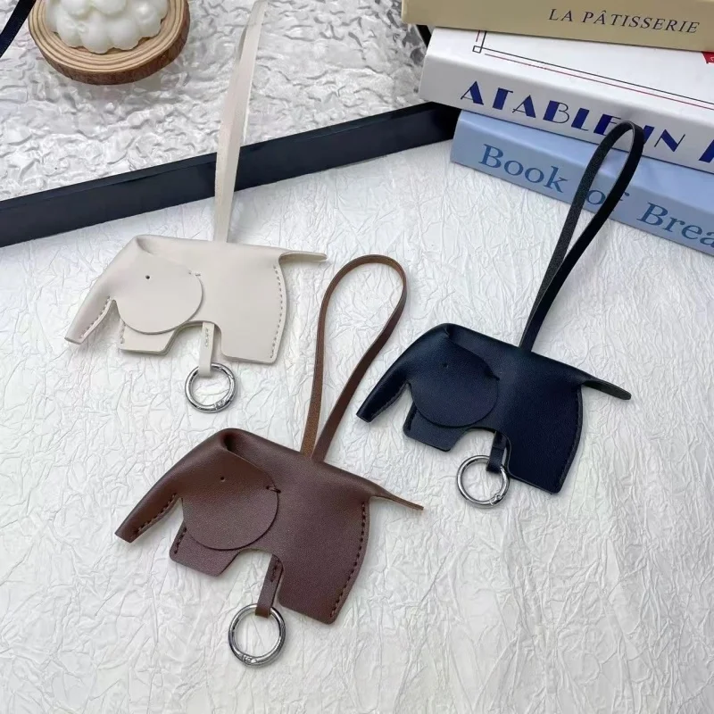 Colorful Elephant PU Leather Bag Charm Pendent Ornament Mix & Match Style, Durable & Thick Car Wrist Keychain