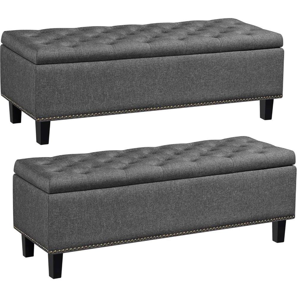 Panca portaoggetti classica da 49 pollici Panca portaoggetti con tavolino portaoggetti Poggiapiedi Poggiapiedi Sgabello per divano 2 pezzi