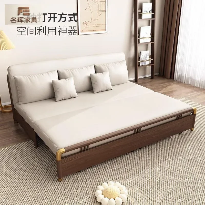 Minimalist Sofa Bed Tech Cloth Push Pull Folding Small Apartment Living Room Home Storage Multi Functional Sitting Lying Dual