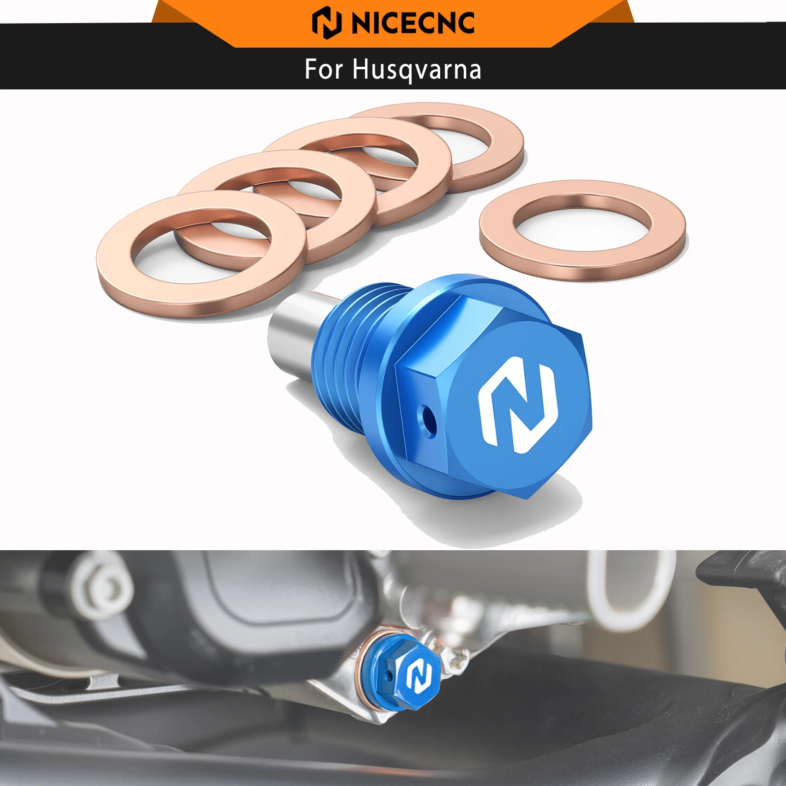 NICECNC For Husqvarna 701 SVARTPILEN VITPILEN Enduro Supermoto 2016-2025 TE300 FE350 FE450 14-25 Magnetic Oil Drain Plug Bolt