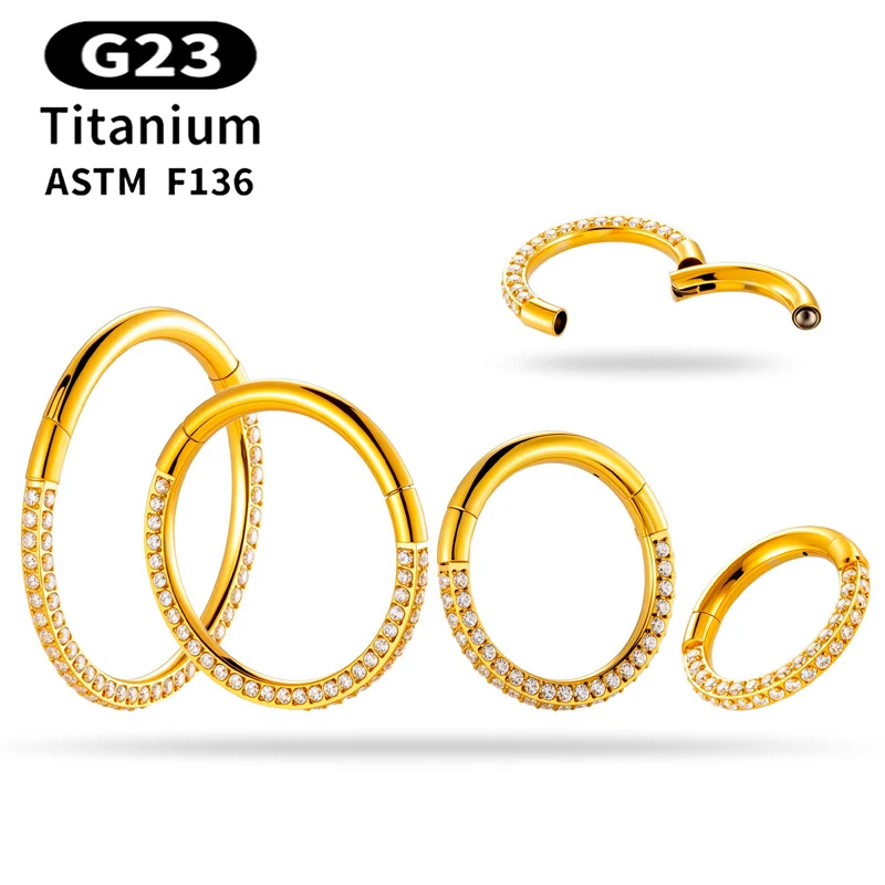 

1Pc G23 Titanium Clicker Nose Ring Septum Hinged Segment Hoop CZ Helix Ear Lip Cartilage Daith Earrings Piercing Body Jewelry