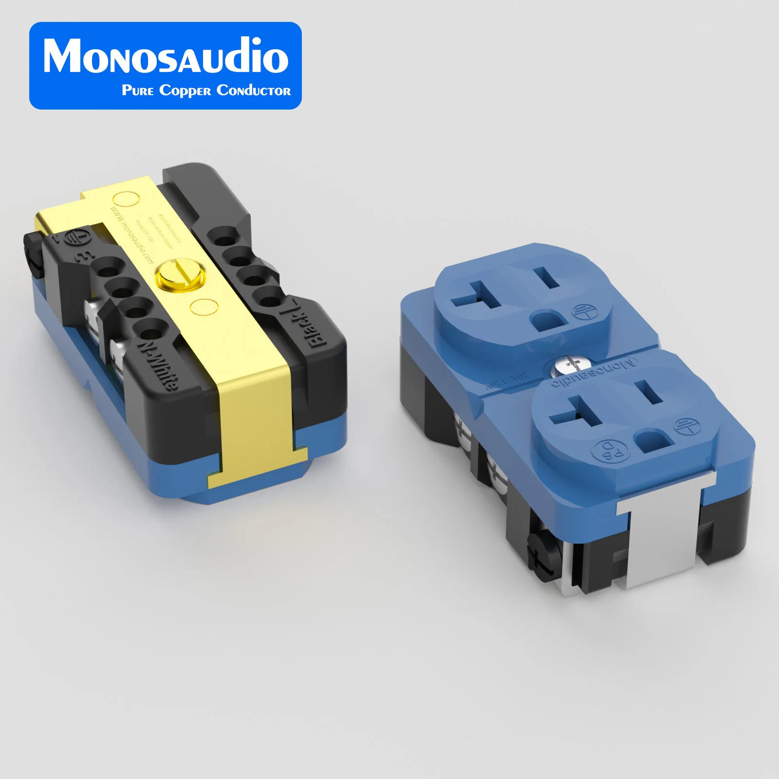 Monosaudio conector de alimentación de CA de doble red 100% cobre rojo puro receptáculo de toma de corriente estadounidense de alta calidad toma de corriente eléctrica Audio Hifi