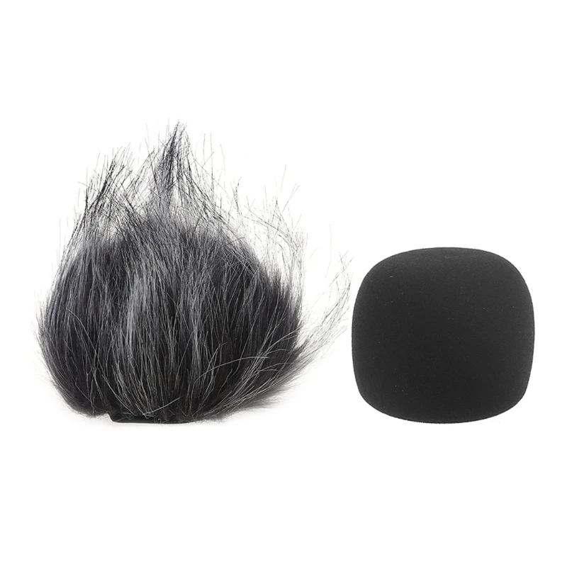 R91A 2 ชุด Furry กระจกหน้ารถ Muff ฝาครอบกรองโฟมไมโครโฟน Windproof สำหรับซูม H1 เครื่องบันทึกไมโครโฟนอะไหล่