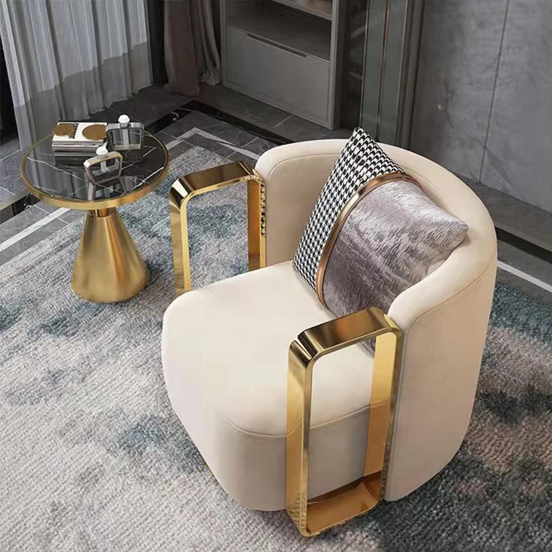 Modern Fabric Lounge Swivel Armchair Luxury Gold Metal Frame Velvet Single Sofa Chair for Living Room Furniture