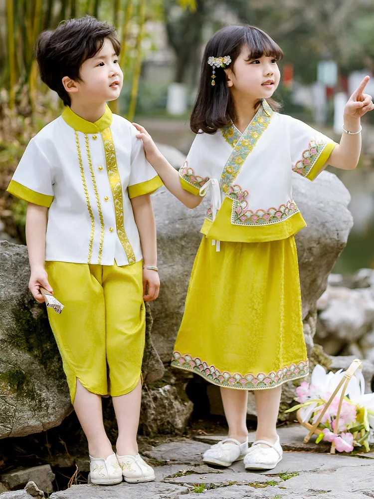 

Girl Summer Clothing Traditional Dai Clothing Yunnan Chinese Boy Style Children 2025 New Ethnic Style Hanfu Performance Costume