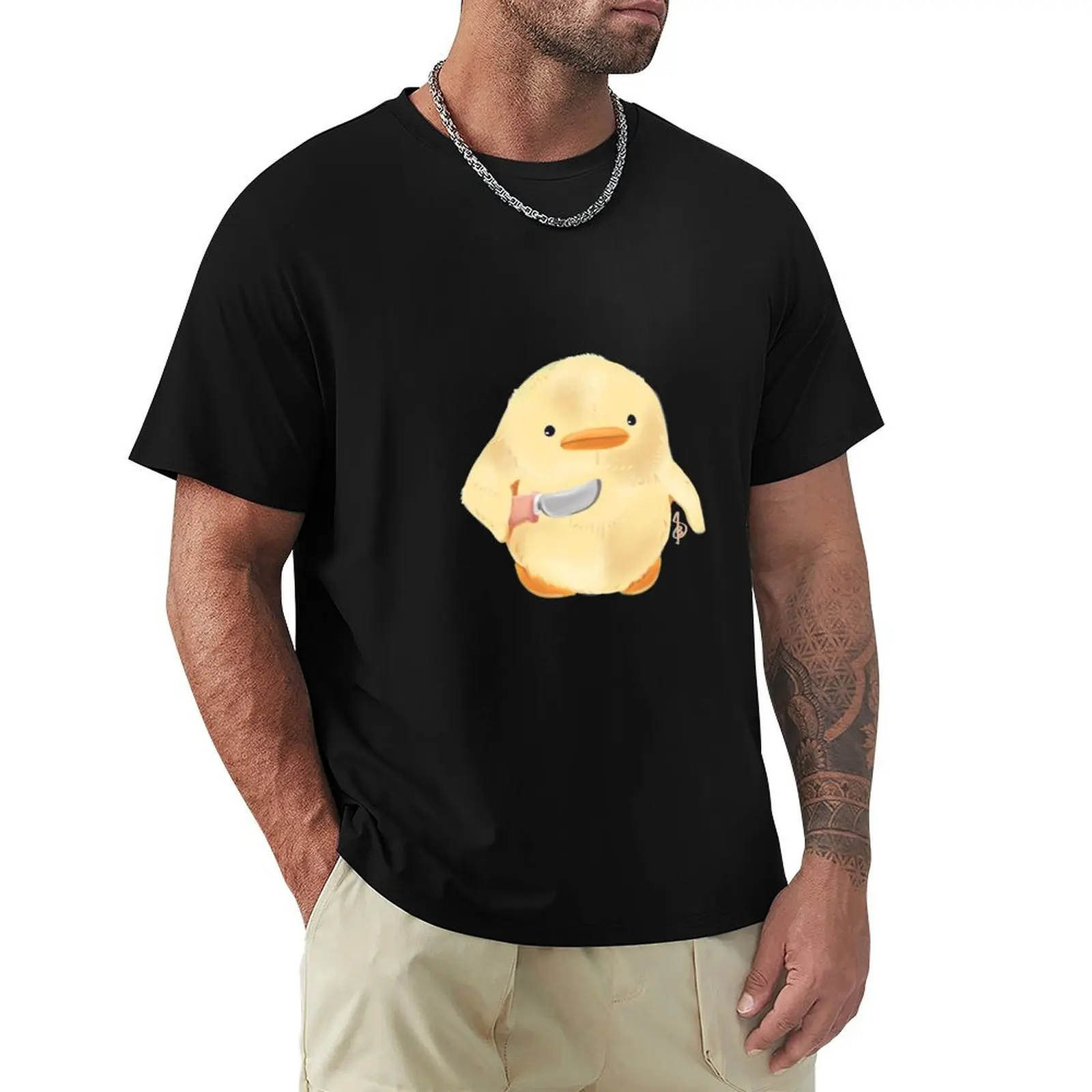 the duck with butter knife T-Shirt designer shirts anime figures vintage t shirts anime stuff Men's t-shirts