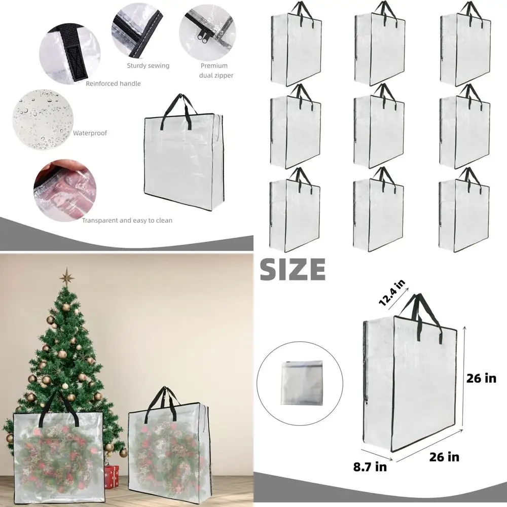 

9-Pack Zippered Storage Bags with Handles for Blankets, Closet, Moving, and College, Ideal for Underbed and Clothing Storage