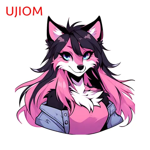 UJIOM 13cm X 12.9cm futrzana dziewczyna osobowość naklejki na ścianę ciekawa lodówka dekoracja sypialni kalkomanie Anime szafka Chambre