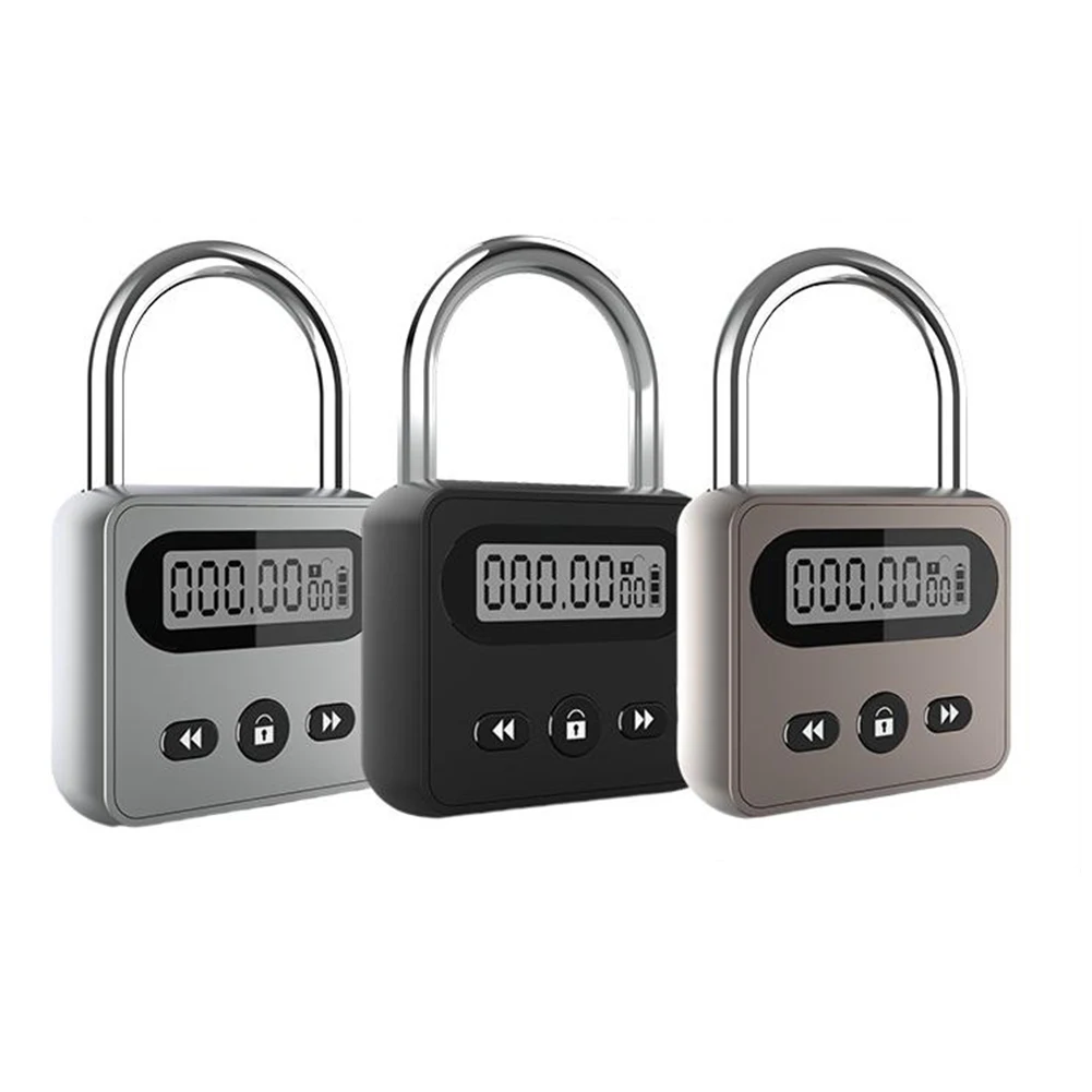 

Timing Padlock Metal Timer Lock LCD Display Multi Function Electronic Time 999 Hour Timing Anti-addiction Electronic Lock