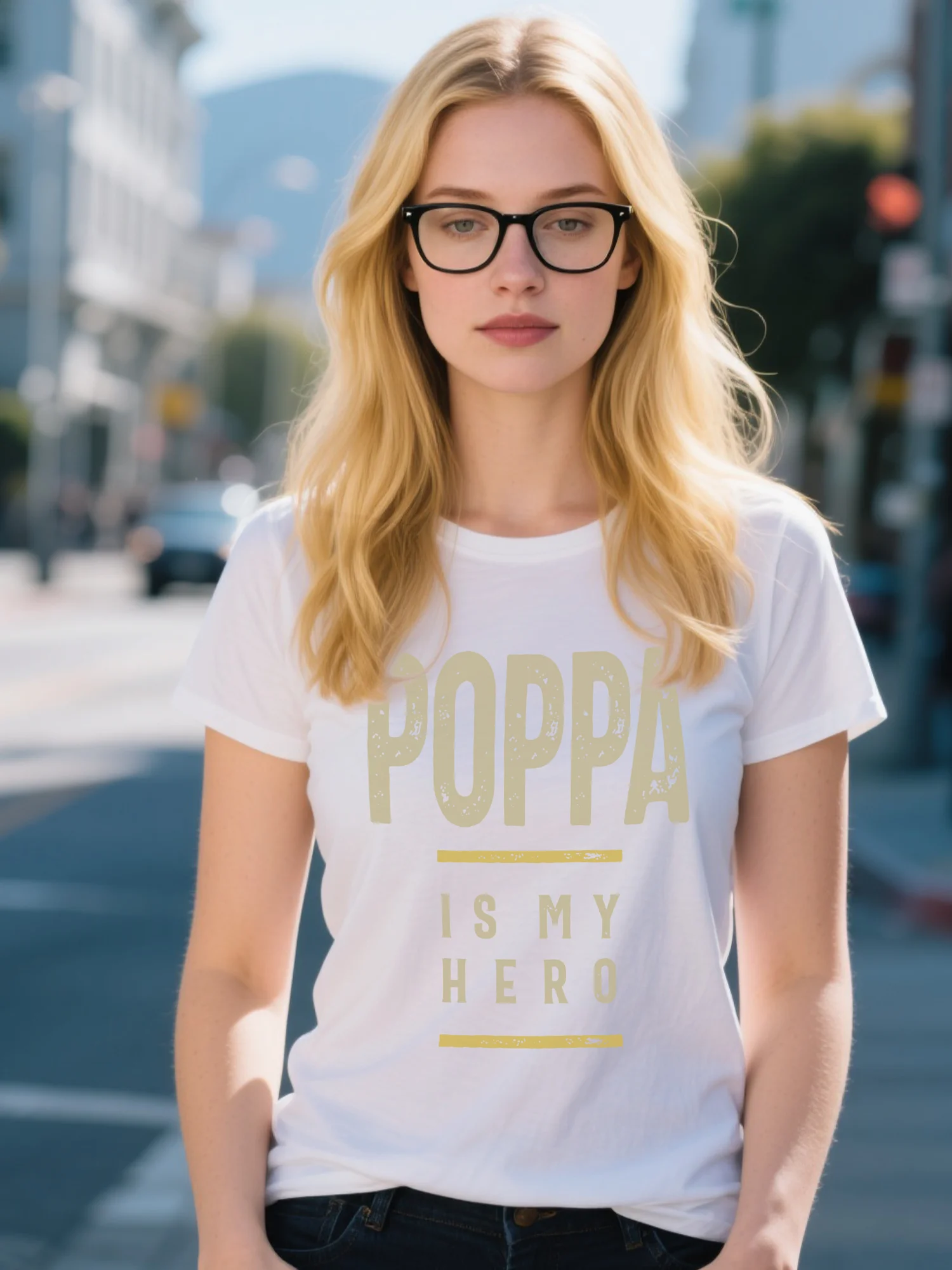 T-shirt bianca da donna premium - Stampa grafica High Street Tie-Dye, girocollo in cotone pesante da 280 g