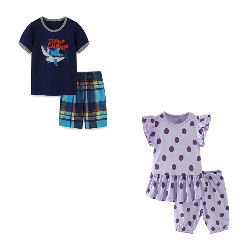

2 Pcs Sets Tops + Shorts 2-7T New Arrival Cotton Kids Outfits For Summer Boys Girls Clothing Sets Cute 2 Pcs Baby Fashion Suits