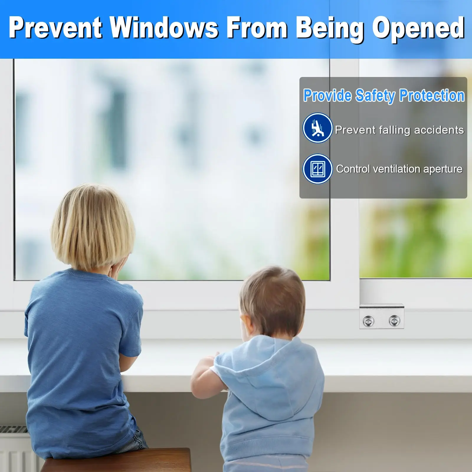 Sliding Window Locks Secure Window Lock with Key, Window Locks for Up and Down Windows & Horizontal Sliding Windows Adjustable