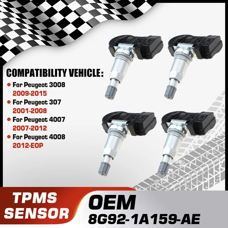 

TPMS Tire Pressure Monitor Sensor For Peugeot 3008 2009-2015 Peugeot 307 2001-2008 Peugeot 4007 2007-2012 Peugeot 4008 2012-EOP