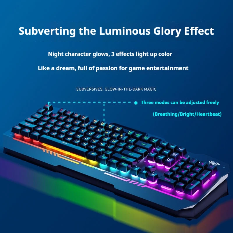 Teclado con cable F3010, juego de suspensión de sensación mecánica, colorido, luminoso, Notebook, Esports, soporte para comer pollo, resistente al agua