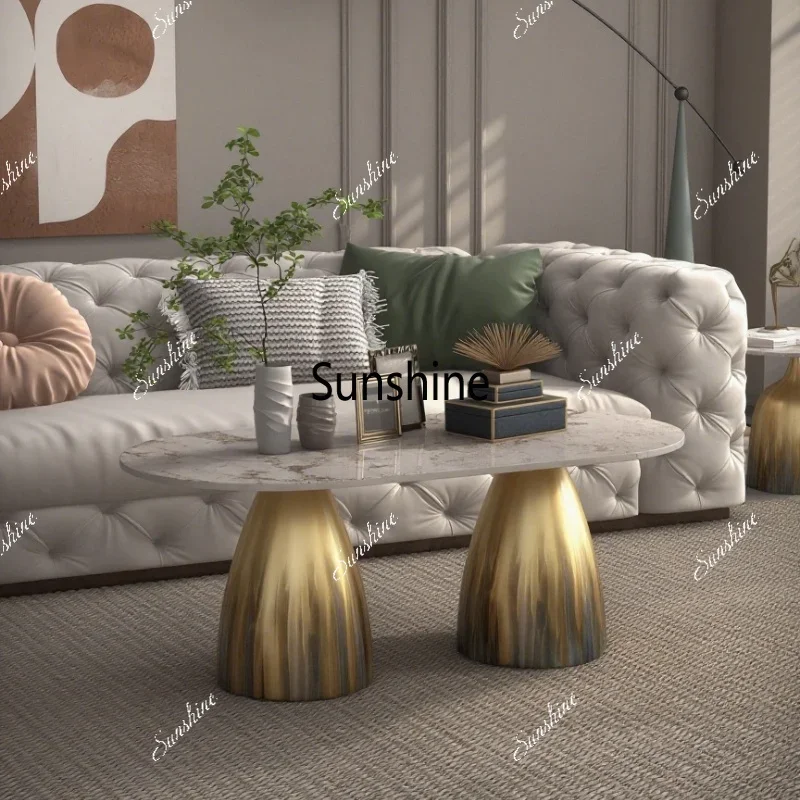 Italian light luxury high-end coffee table living room simple semi-circular tea tableTJ