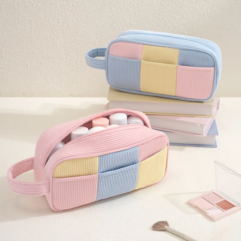New Corduroy Portable Storage Bag Cosmetic Storage Bag Large Capacity Travel Cosmetic Bag