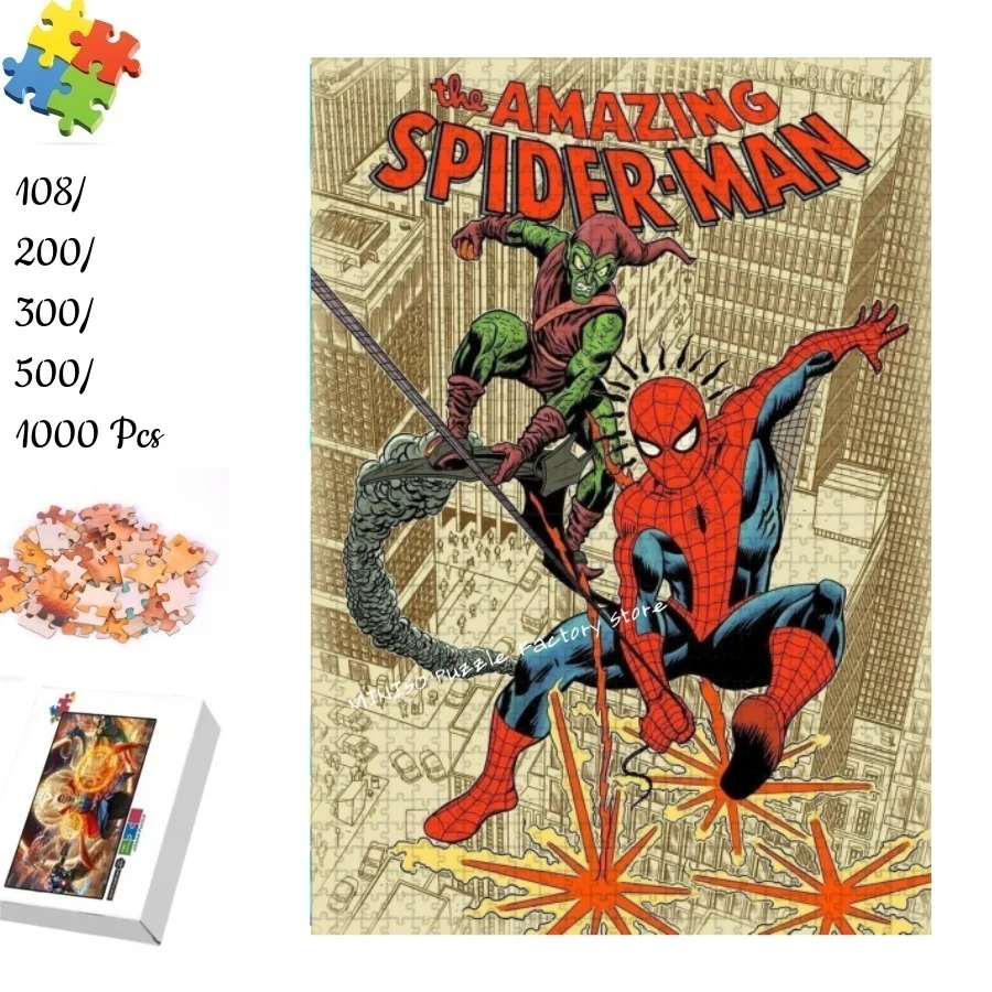 

Пазлы Удивительный Человек-Паук Деревянные Пазлы 108/200/300/500/1000 Детей для Взрослых Дети Игрушки Игра Высокая Сложность