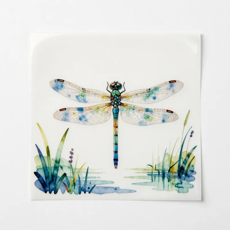 Watercolor Dragonfly Heat Transfer Vinyl HTV Iron On Patch DIY Clothing Decal Transfer Film for T-Shirt Craft for Scrapbooking