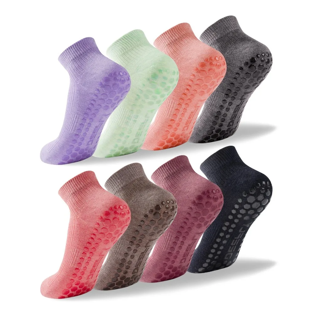 Grip Yoga Socks for Women Pilates Anti-Slip Cotton Sweat Absorbent Sports Gel Spots Maternity Compression Ankle Length Socks
