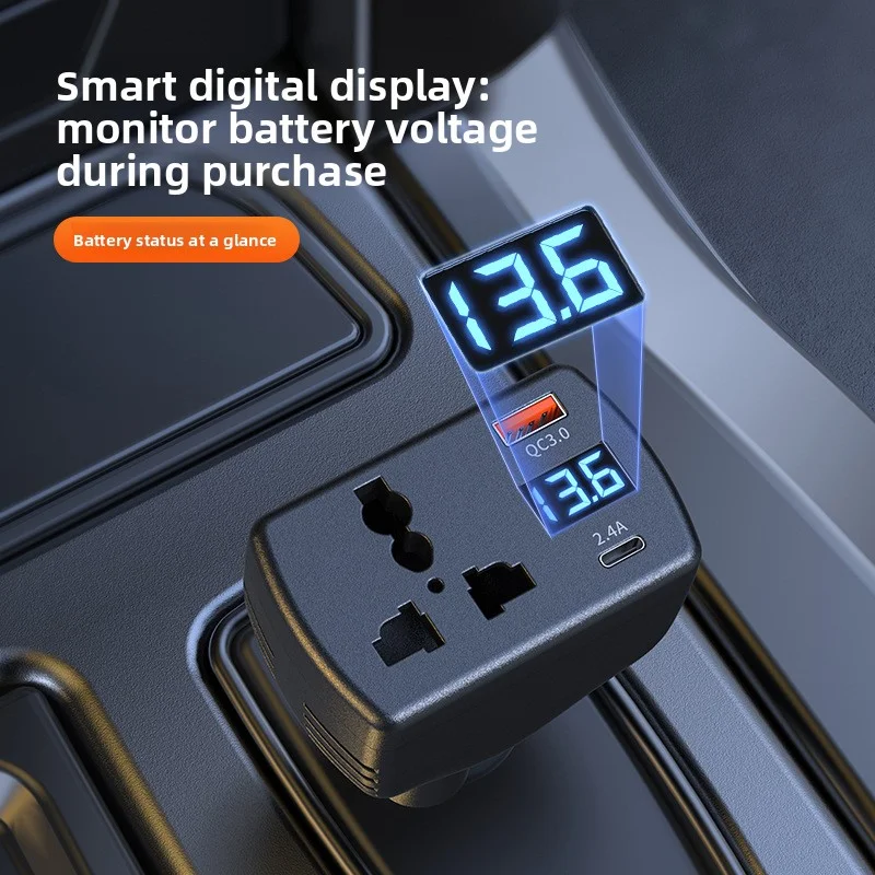 Mounted Inverter 12V/24V to AC 110/220V Multi-function Car Power Inverter With Display Type-C USB Chargers Car Accessor Truck