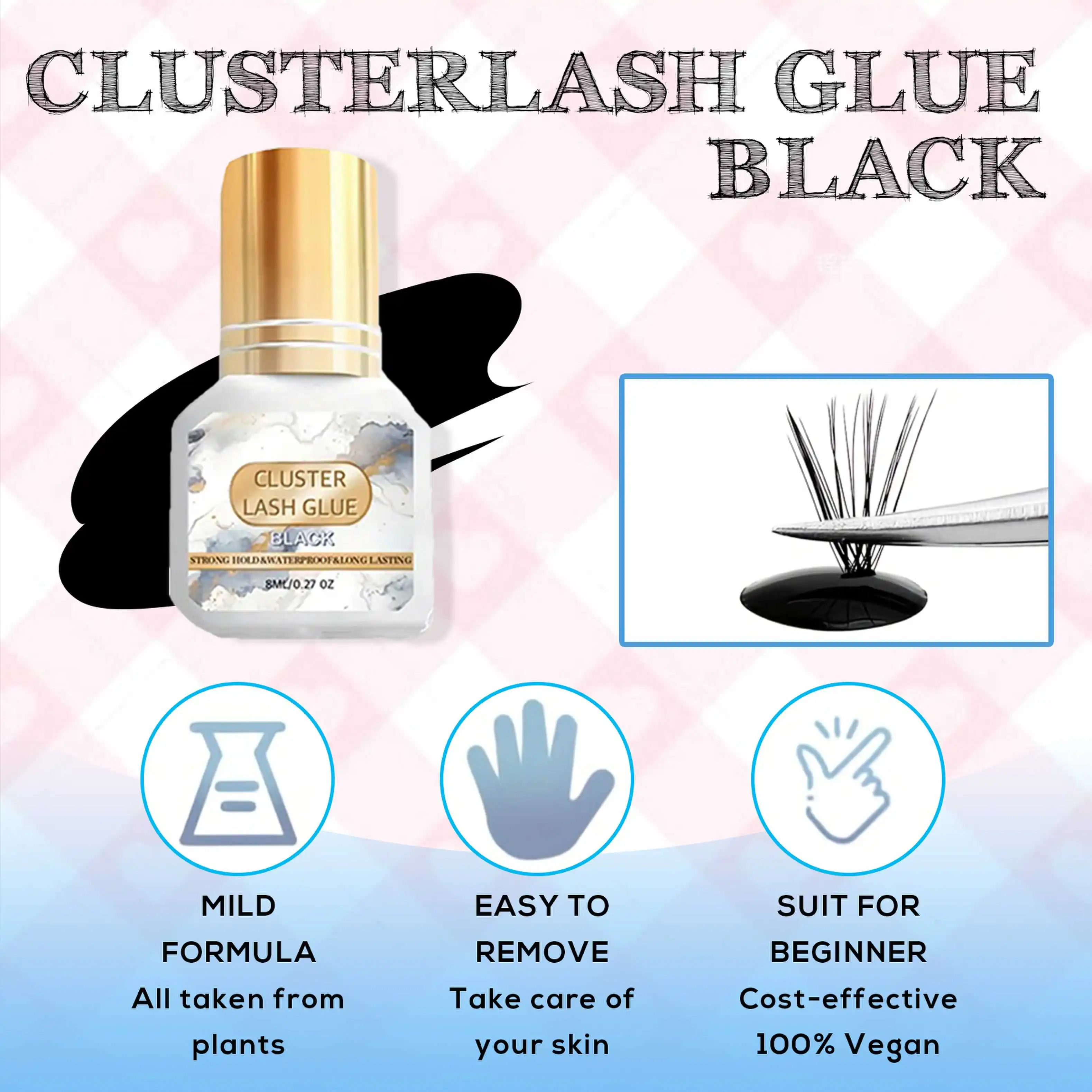 あなたの頼りになるまつげ接着剤キット – 選べる3種類のまつげ接着剤、防水、無香料、簡単！