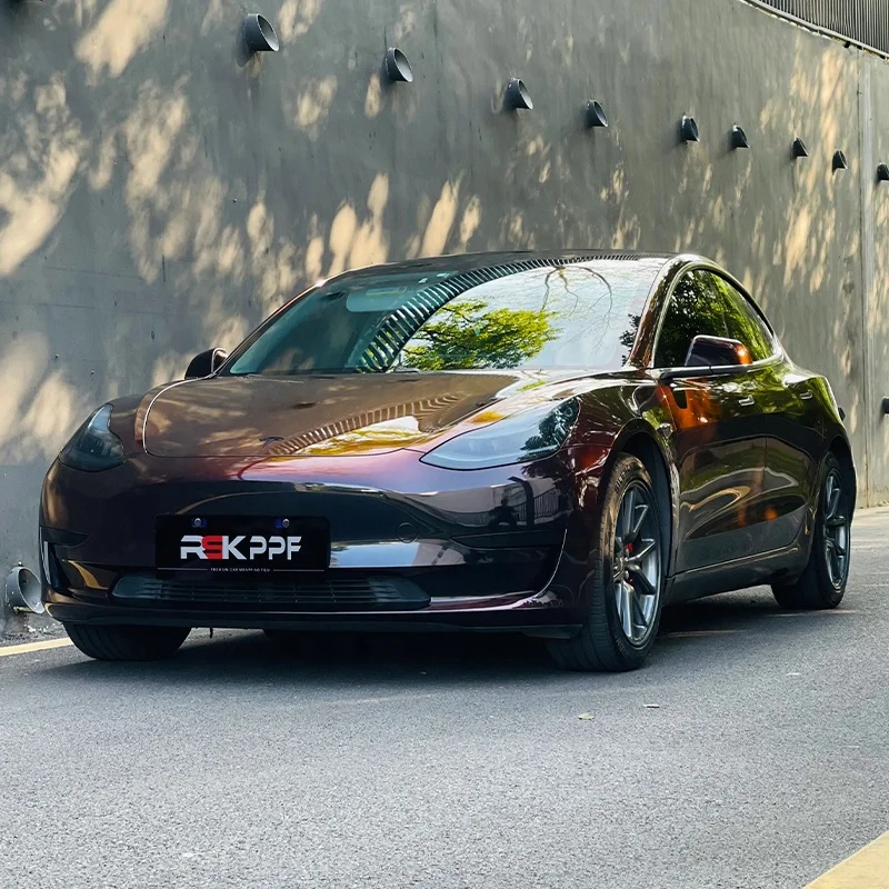 인기 있는 컬러풀 블랙 레드 에어 버블 프리 1.52*18m PET 컬러 체인지 카 랩핑 필름 자동차 랩 비닐 필름