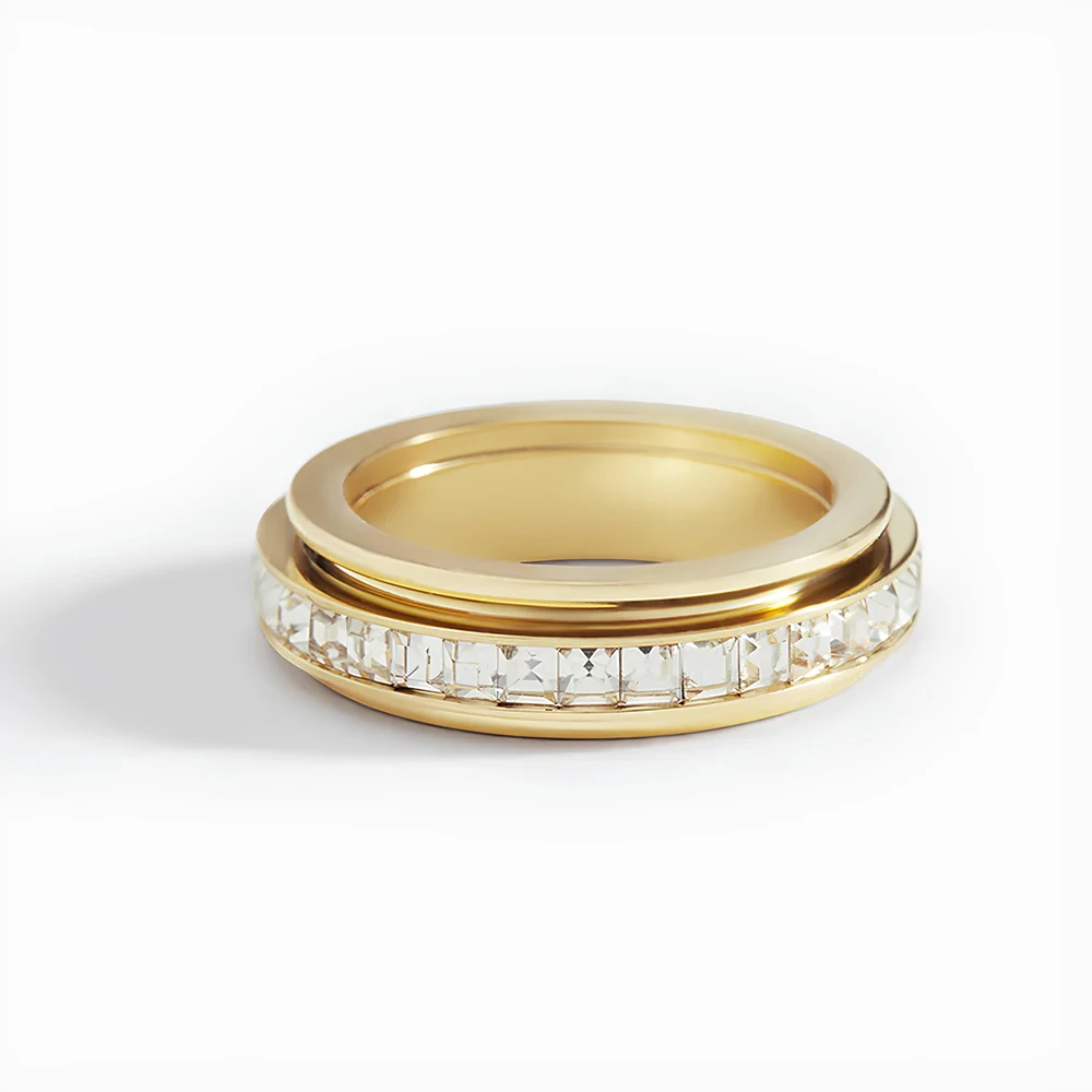 316L Edelstahl Herrenschmuck AAA Kubikzirkonia Spinner-Ringe Angstlösende Fidget-Ringe für Frauen Weihnachtsgeschenk – Detail 1