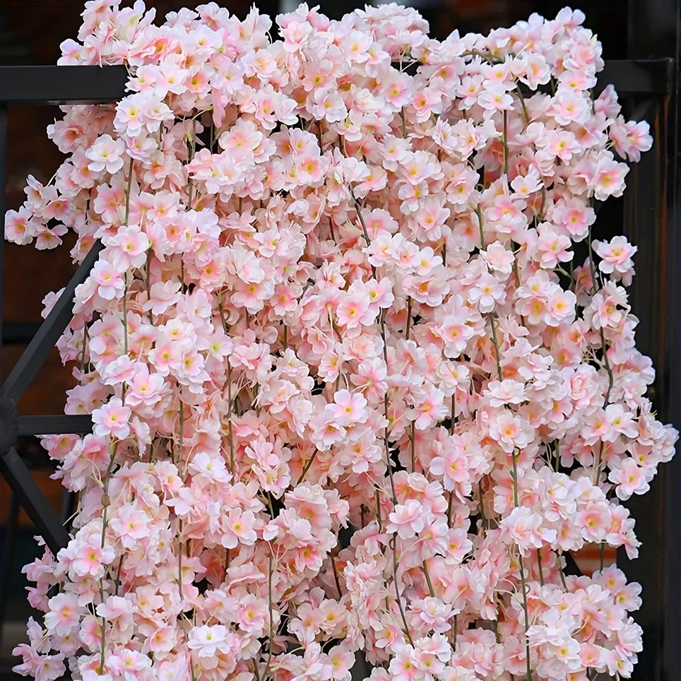 1 Stück 180cm Künstliche Sakura Rosa Blumenranke Hochzeit Garten Rosenbogen Heim Party Deko Frühling Braut Künstliche Seiden-Scrapbook-Pflanzen
