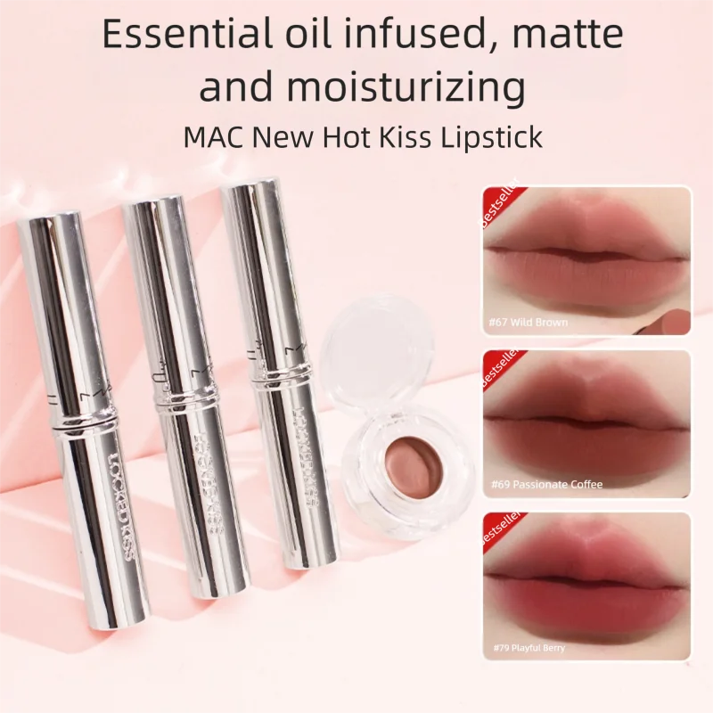 MAC Locked Kiss Matte Lipstick - Hot Kiss Proof 69 Infatuated Coffee/79 Unruly Berry,Color Long Lasting 1.8g 0.06oz Makeup