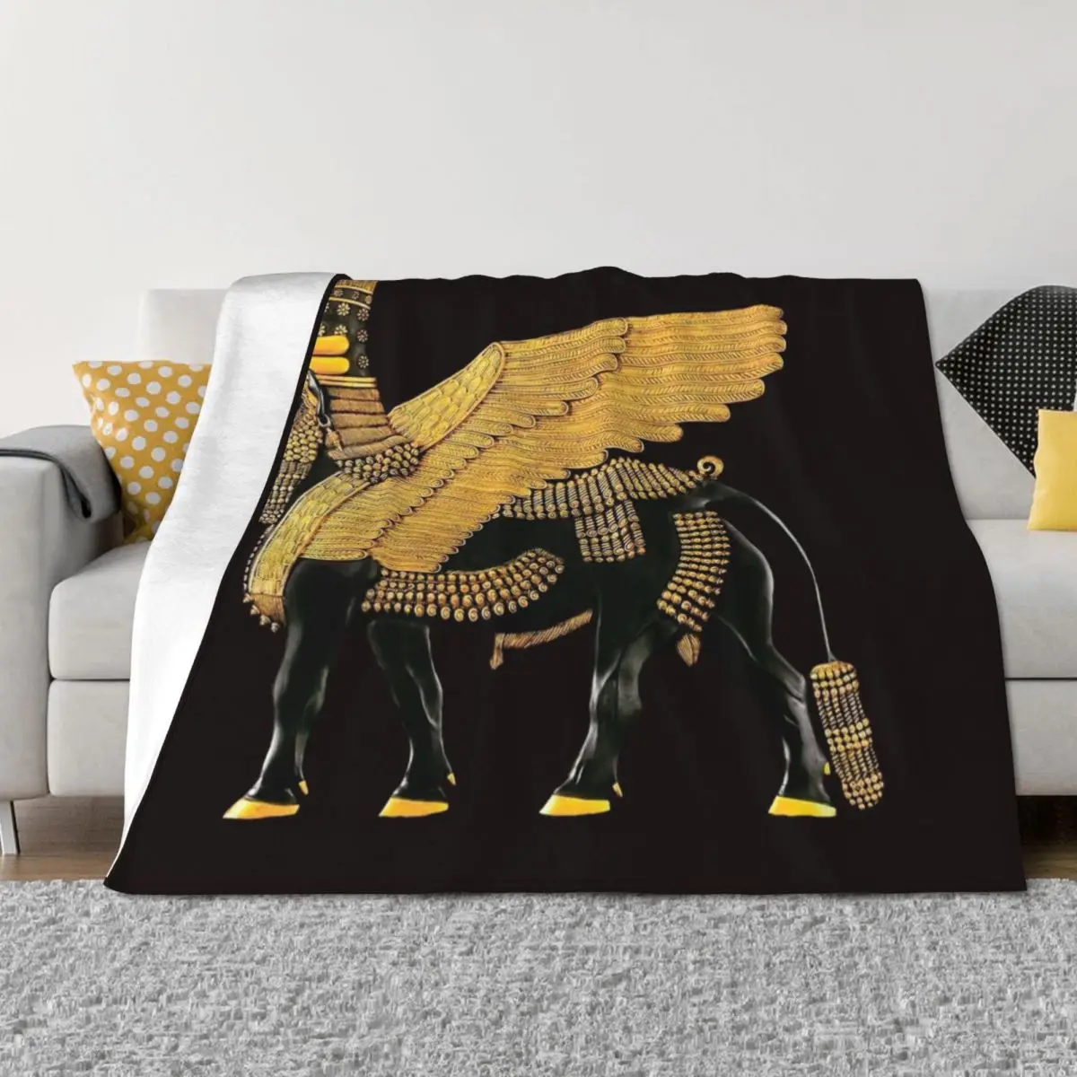 Assyrian Winged Bull Throw Blanket Multi-Purpose Summer Sofa Throw Blankets For Sofas Blankets
