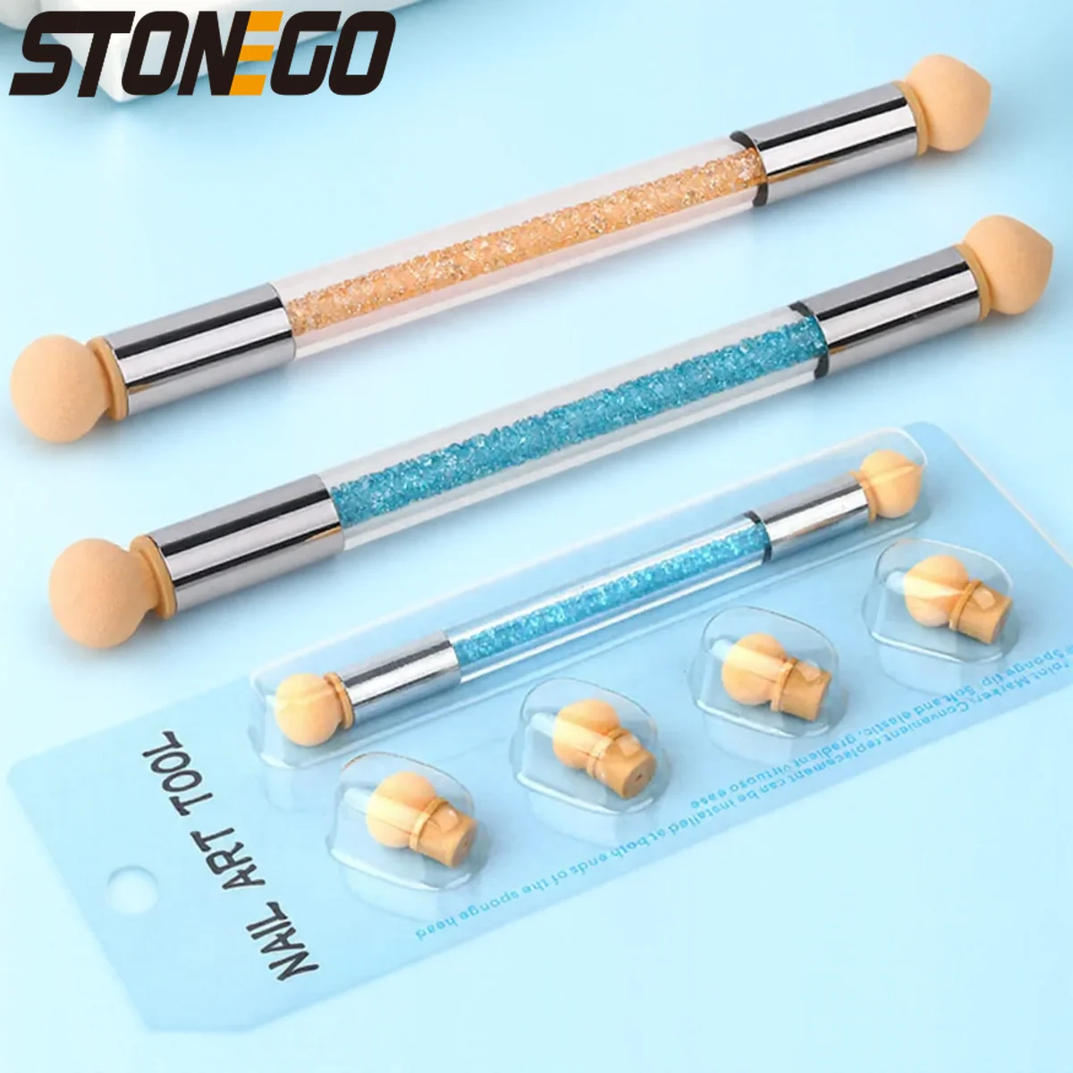 5Pcs Set Nail Brush Gradient Sponges Art Brushes Pen Acrylic Gel Glitter Powder Picking Dotting Tools