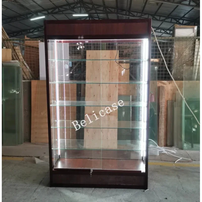 custom.Retail Store Glass Display Counter Cheap Smoke Shop Showcase with Lighting Glass Showcase