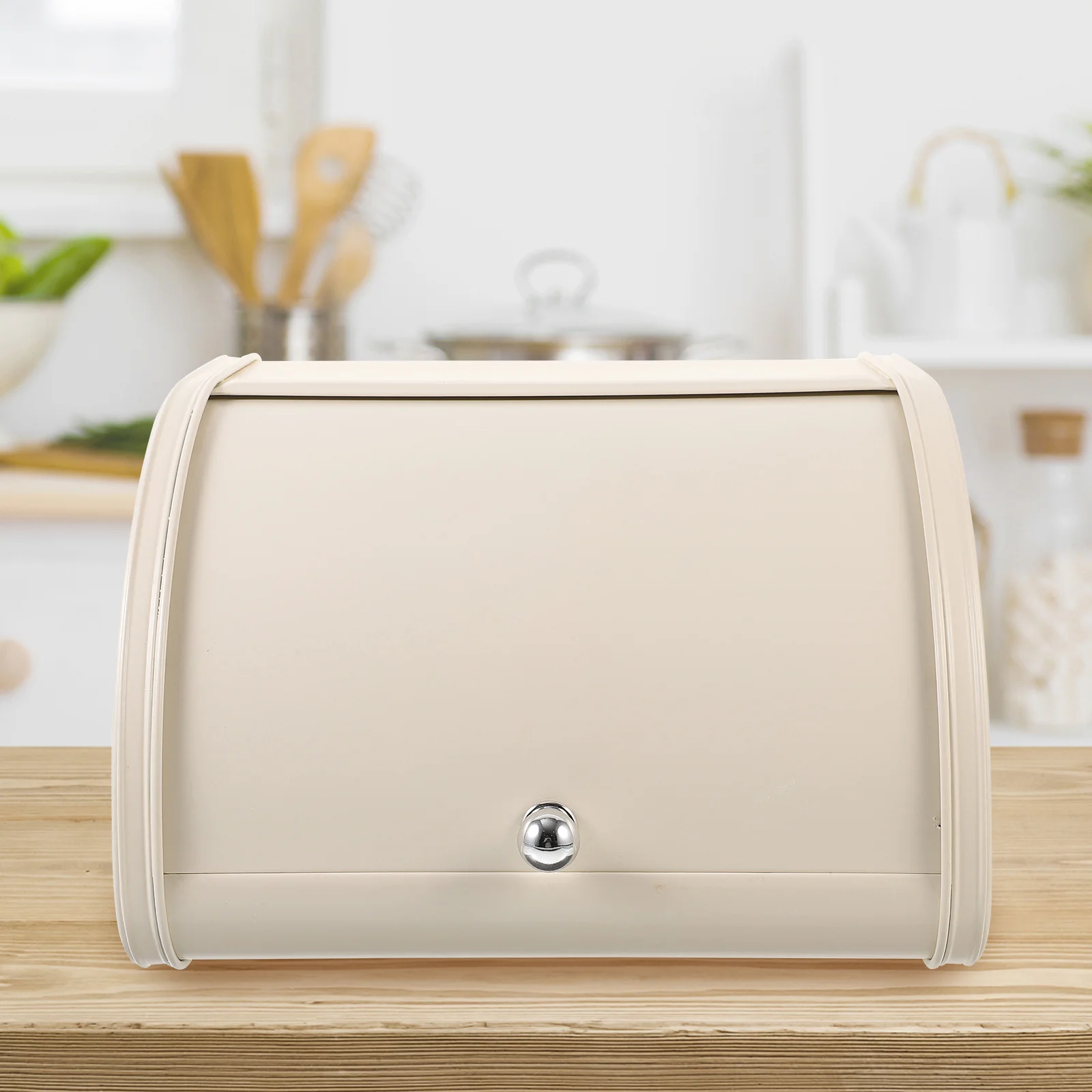 

1pc Box Carbon Steel Countertop Bread Bin Dust-Proof Kitchen Organizer For Home Bakery Coffee Shop Metal Bread Container