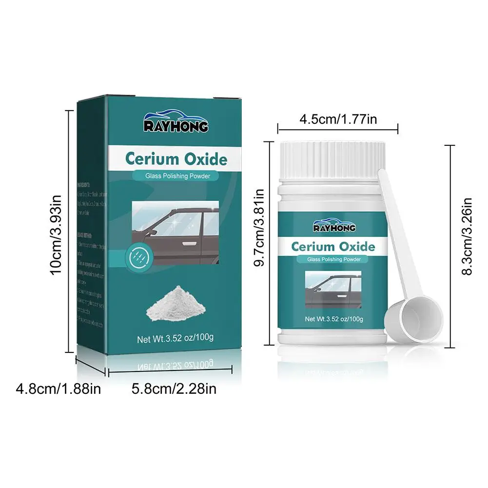 120g Cerium Oxide Glass Scratch Remover, Professional Glass Polishing Compound for Windshield, Glass Car Accessories