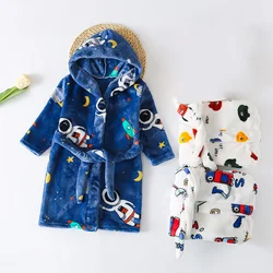 Children's Bathrobe Clothes 2023 Fall And Winter New Flannel Sleepwear Boys Girls Warm Plush Robe Kids Casual Pajamas Homewear