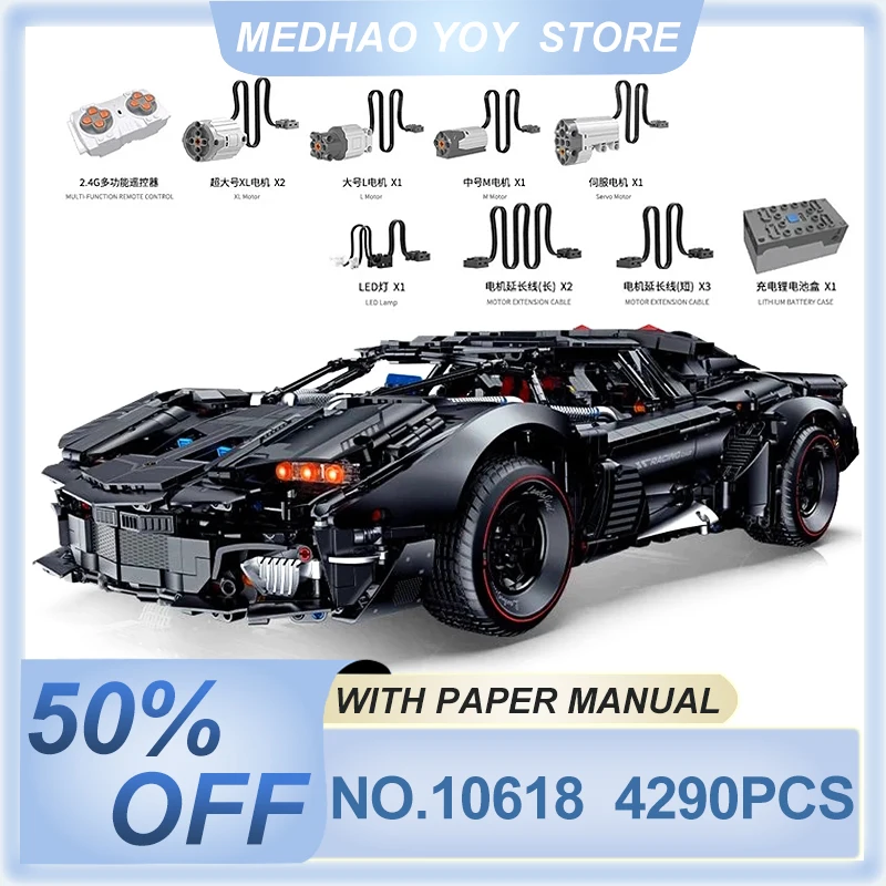 GULY 10618 MOC 1:8 Technical Super Sports Car Model 4290pcs Building Blocks Bricks Puzzle Toy Christmas Birthday Gifts For Kids