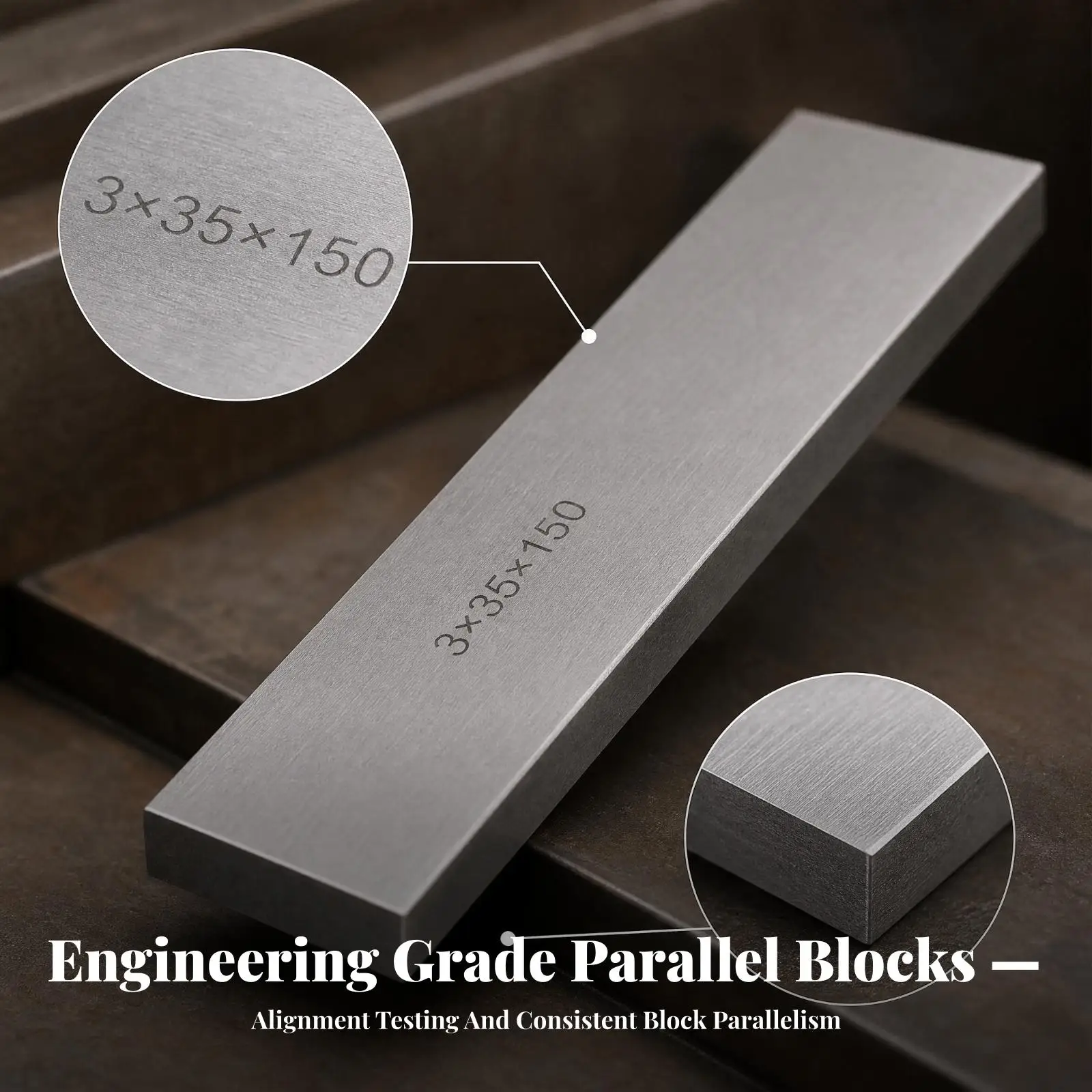Precision Parallel Support Block Alloy Steel for Machining Leveling Positioning and Workpiece Setup Smooth Ground Faces Engraved