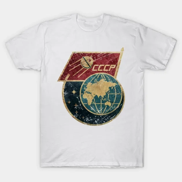 Soviet Space Program CCCP Flag Satellite T-Shirt 100% Cotton O-Neck Summer Short Sleeve Casual Mens T-shirt Size S-3XL