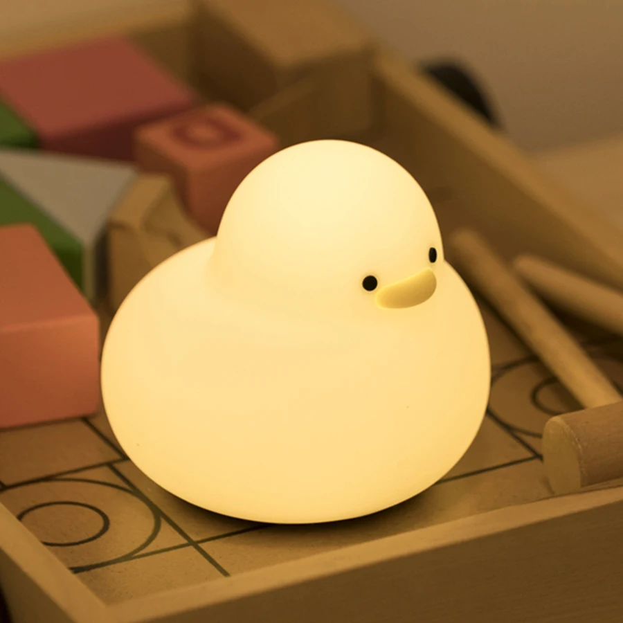 Luz de noche de pato linda, luz de silicona suave, carga USB, lámpara de escritorio divertida, puede ser un regalo de inauguración de la casa o regalo de cumpleaños