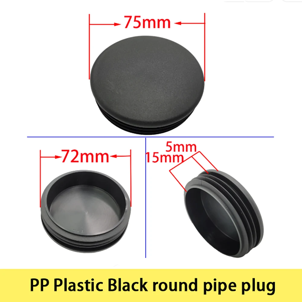 4/12/20/50/200Pcs Round PP Plastic Black Punched End Cap Furniture Leg Tube Insertion Plug 10mm-40mm Furniture Accessories