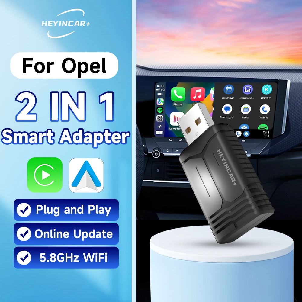 2024 NEW HEYINCAR 2in1 Wireless Android Auto Adapter  Carplay Wireless  For Opel Vauxhall Corsa Mokka Astra Vectra GRANDLAND