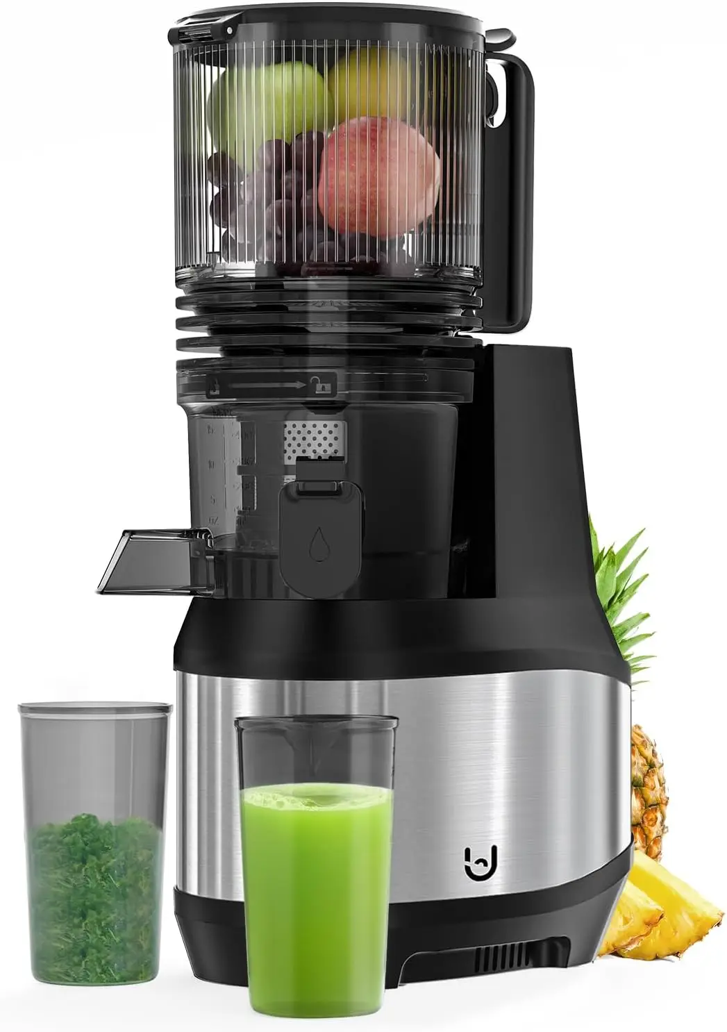 Extra-Large Feeding Chute Juicer, 350W Slow Masticating Juicer Machines for Whole Fruits and Vegetables, Easy to Clean