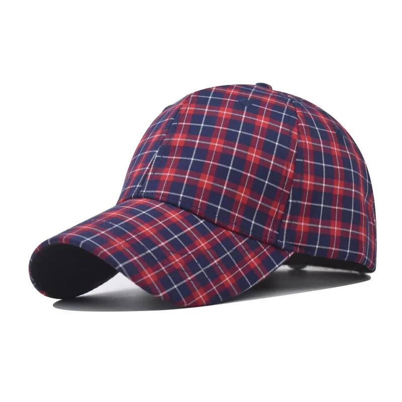 Red Plaid Men\'s Baseball Cap Summer New Adjustable Ladies Peaked Caps Spring and Autumn Street Shooting Outdoor Sunshade Hat