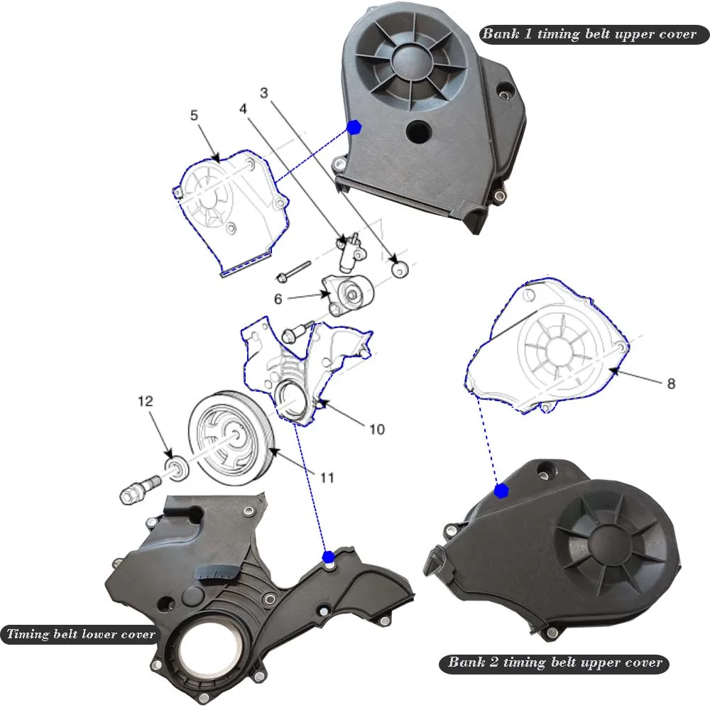 Roavia Engine Parts Timing Belt Upper Or Lower Cover For Hyundai Santafe 2.7 /Kia Oprius 2.7 /Azera 2.7/ VQ2.7